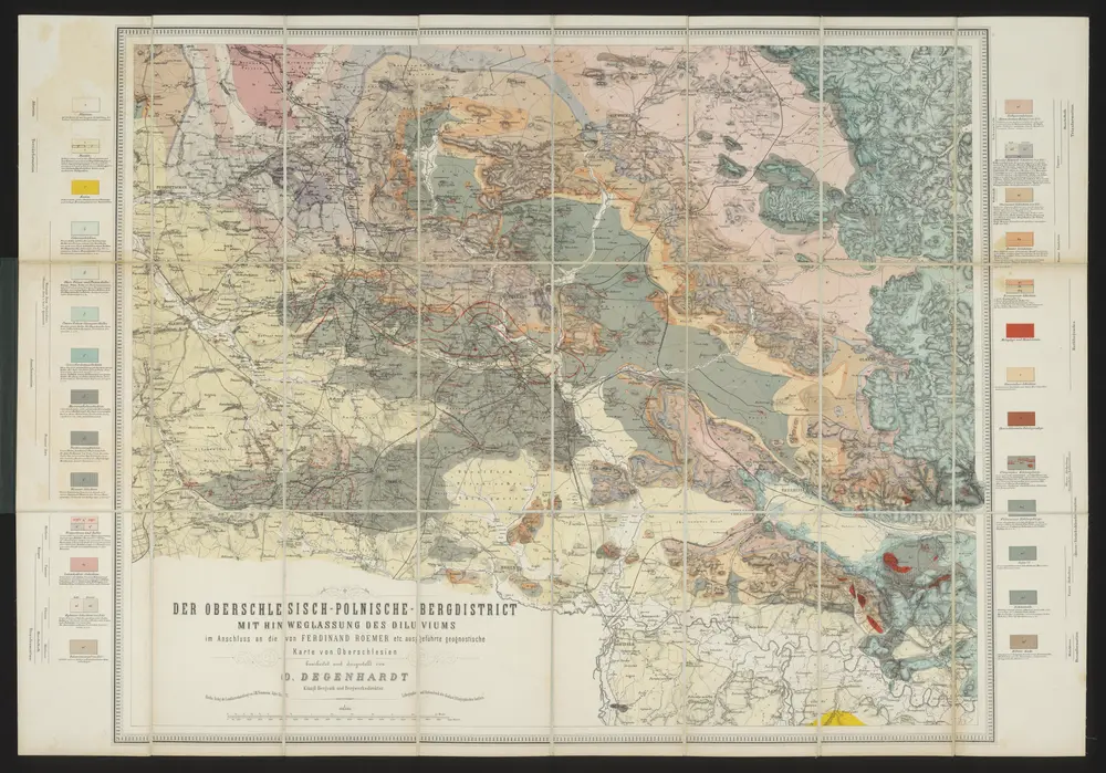 Der Oberschlesisch-Polnische Bergdistrict : geologische Karte : mit Hinweglassung des Diluviums, im Anschluss an die von Ferdinand Roemer ausgeführte geognostische Karte von Ober-Schlesien