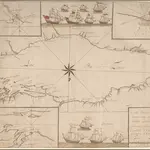 Carte Du Lac ontario nouvellement Rellevé avec ces port a grand pois a bitteé Lescadre Engloisse & francoisse Leur gremant Leur Cantité de Canon