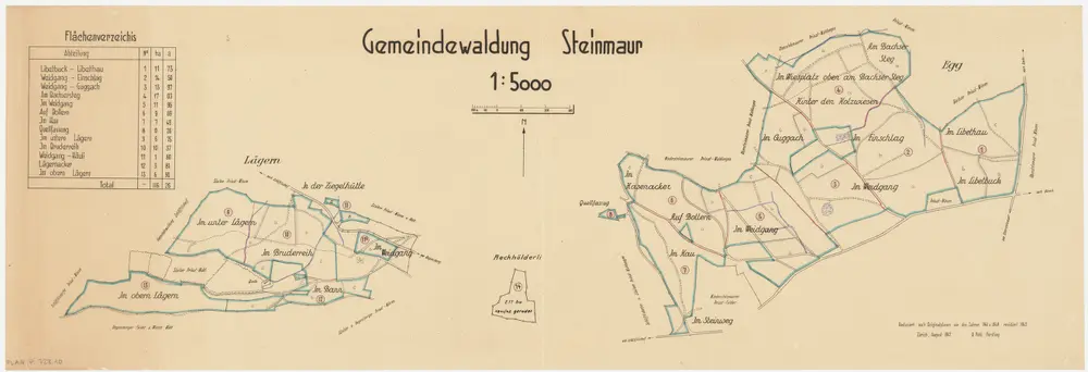 Steinmaur: Gemeinde- und Genossenschaftswaldungen: Steinmaurer Gemeindewaldungen; Übersichtsplan