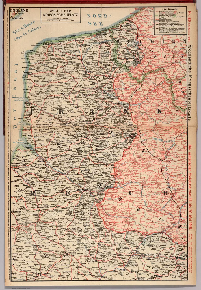 World War I Map (German), Nr. 189. Military Events ... to May 20, 1918.