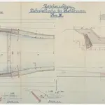 Zell: Überfallwehr bei Kollbrunn, Tösskorrektion; Grundriss, Längsschnitt, Längsprofil, Querschnitt und Schnitte (Töss IV)