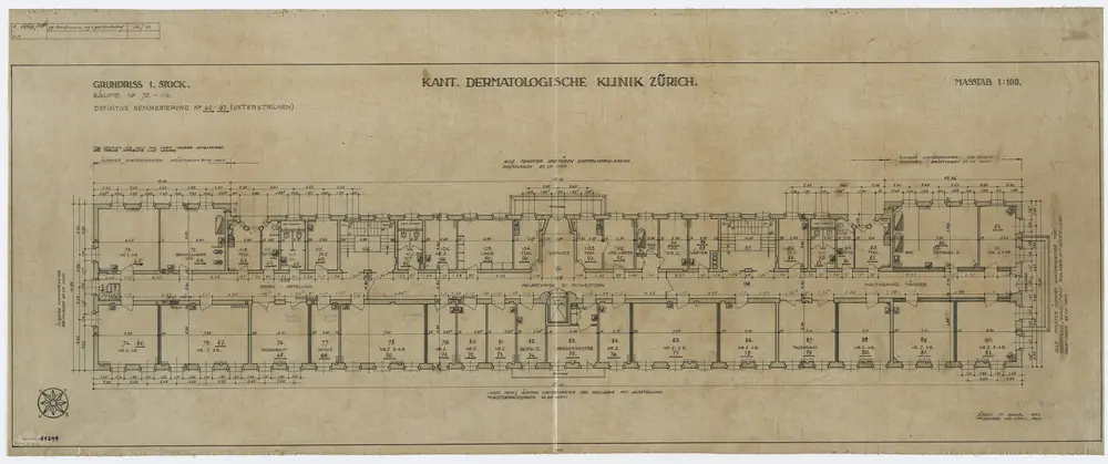 Zürich: Kantonsspital, Dermatologische Klinik, 1. Stock; Grundriss