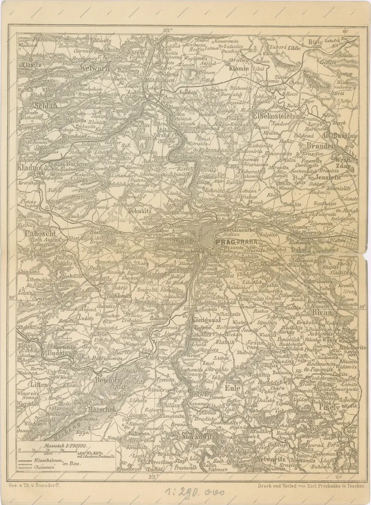 Verkehrs - Karte von Böhmen, Mähren, Schlesien, Erzh. Oesterreich…