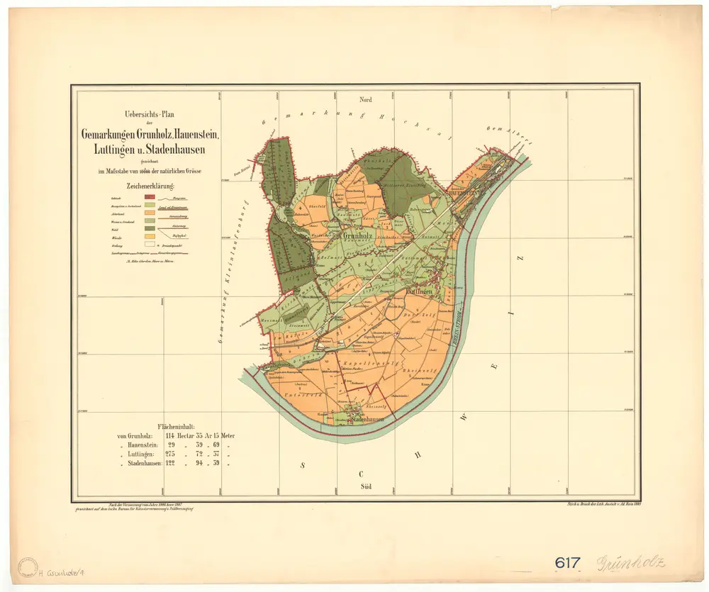 Grunholz, Stadt Laufenburg (Baden), WT Hauenstein, Luttingen und Stadenhausen. GLAK H-1 Gemarkungspläne