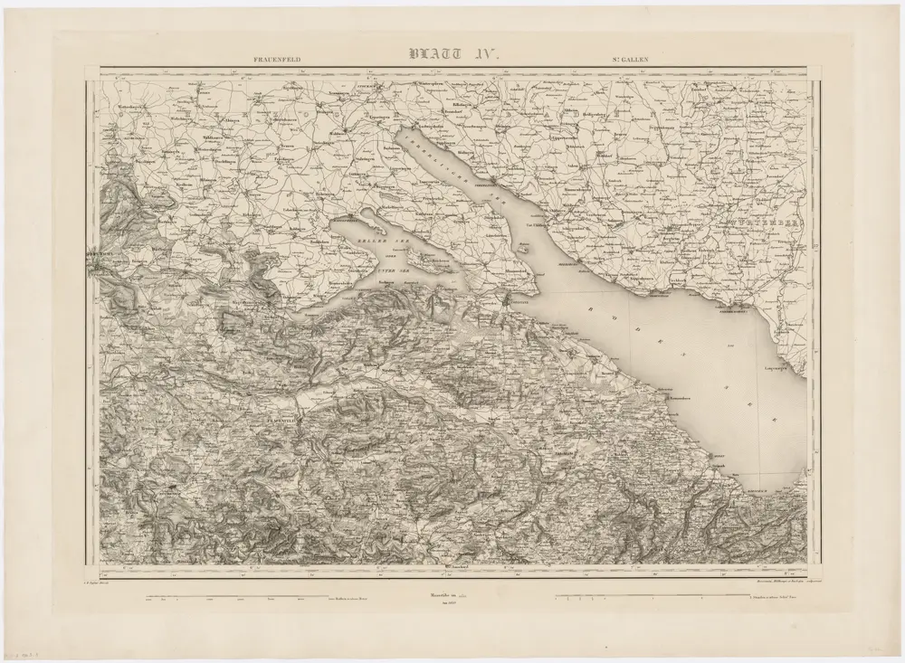 Topographische Karte der Schweiz (Dufour-Karte): Den Kanton Zürich betreffende Blätter: Blatt IV: Frauenfeld, St. Gallen