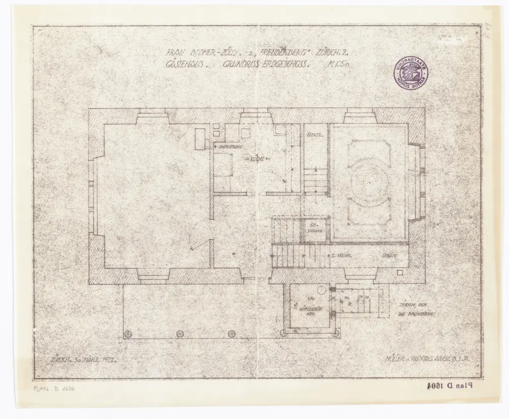 Freudenberg, Gästehaus der Frau Bodmer-Zölly: Erdgeschoss; Grundriss