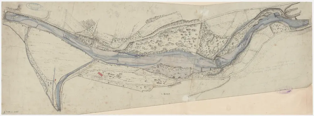 Wülflingen: Töss von der Brücke bei der Bodmermühle (später Wespimühle) bis zur Brücke beim Hard; Situationsplan (Töss-Gebiet Nr. 8 e bzw. 5. Blatt)