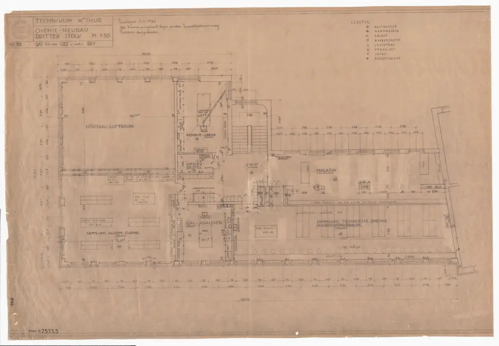 Winterthur: Technikum, Chemie-Neubau: 3. Stock; Grundriss (Nr. 38)