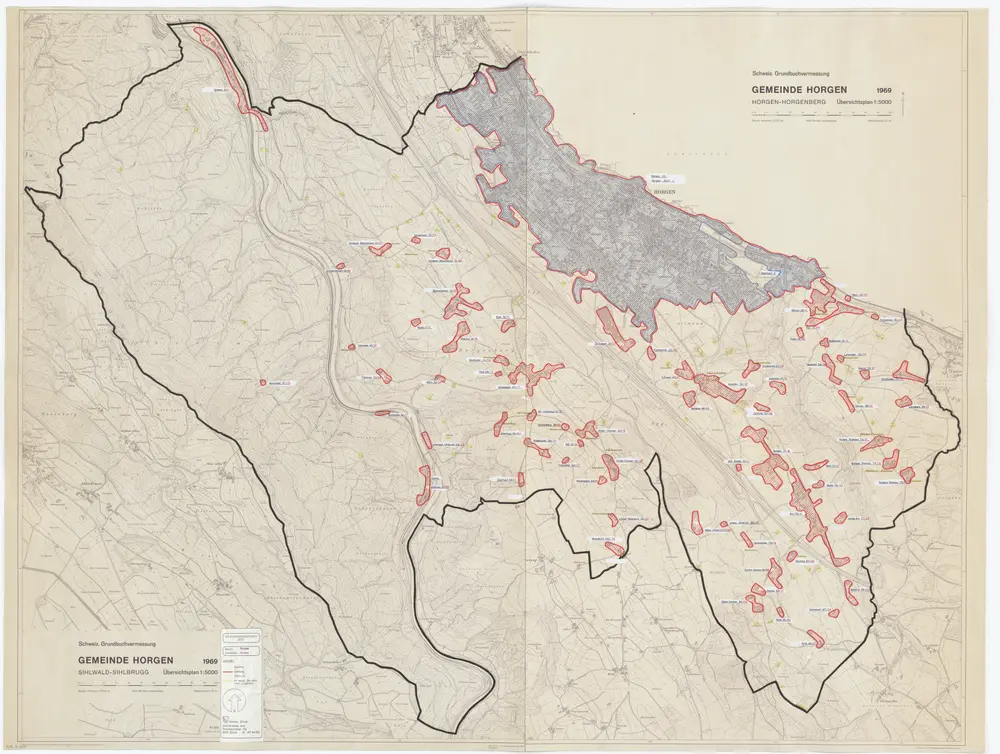 Horgen: Definition der Siedlungen für die eidgenössische Volkszählung am 01.12.1970; Siedlungskarte