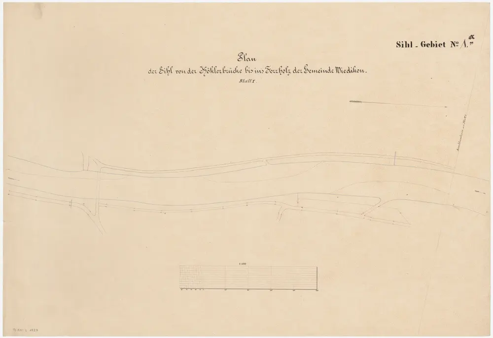 Wollishofen, Enge, Wiedikon: Sihl von oberhalb der Höcklerbrücke bis zum Forrholz (Forrenwald); Situationsplan (Sihl-Gebiet Nr. 1 a, Blatt 1)