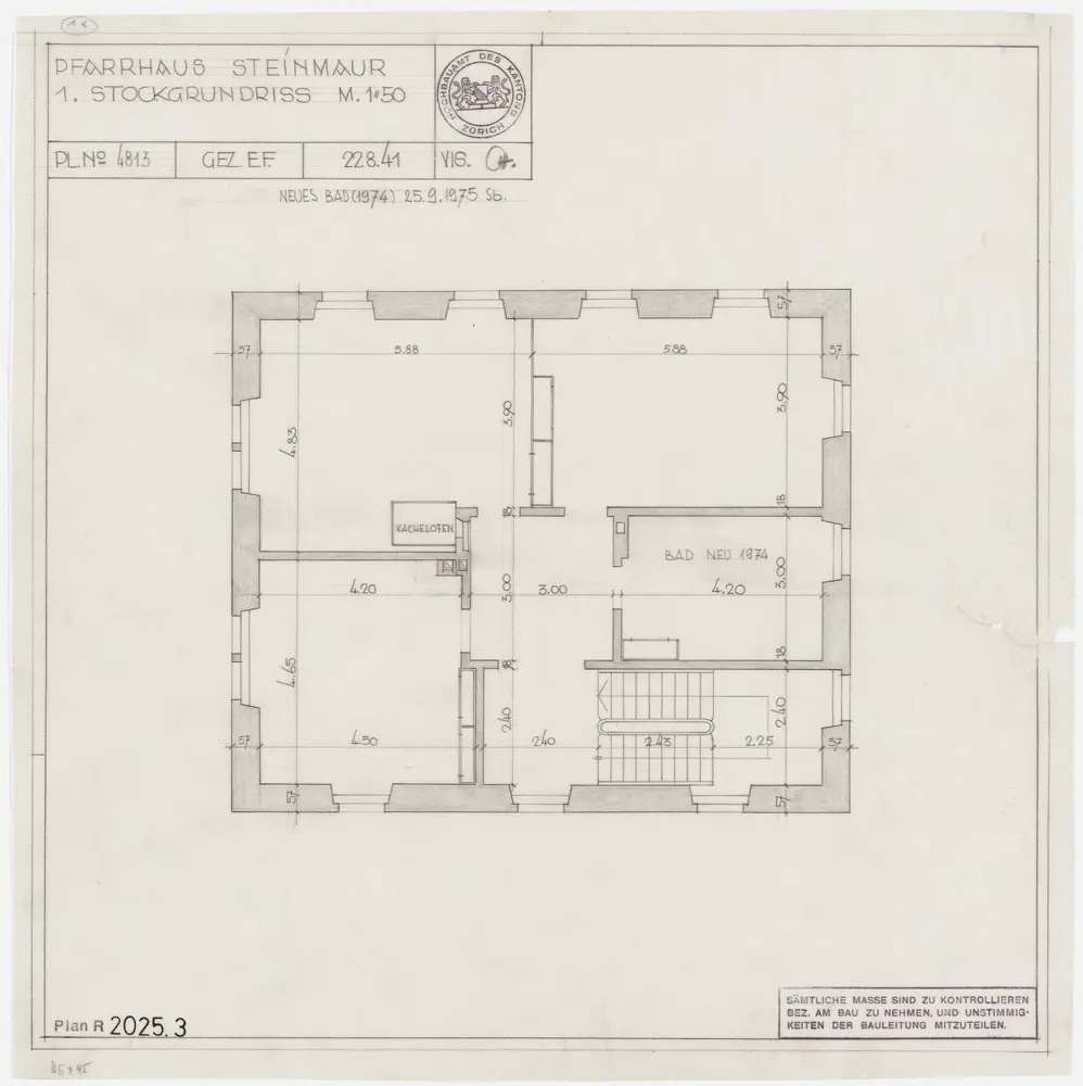 Steinmaur: Pfarrhaus: 1. Stock; Grundriss