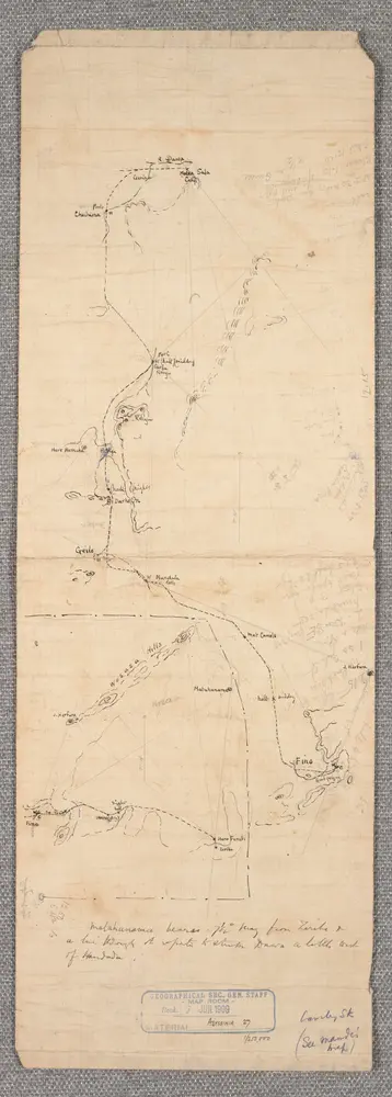 Southern Abyssinia Boundary Commission. Created by 'Maj. C.W. Gwynn R.E. Capt. R.L. Waller R.E. Commissioners. 1908 to 1909'. Work by Cavalry sketching case. - War Office ledger.