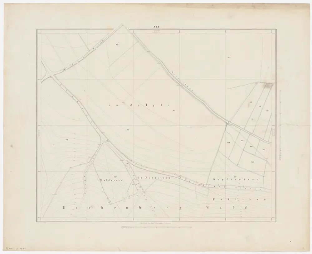 Winterthur: Gemeinde; Grundpläne: Blatt XXX: Mattenbach, Im Zelgli, Waldwiese, Im Markstein, Kupferwiese, Endlikon und Eschenbergwald; Situationsplan