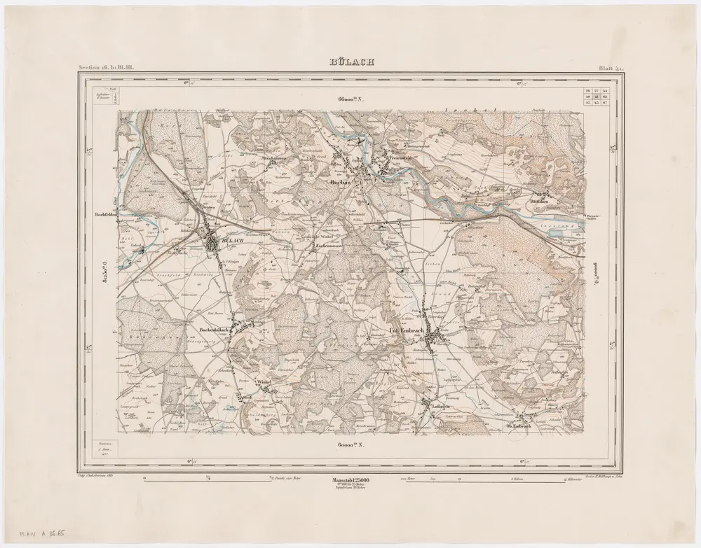 Topographischer Atlas der Schweiz (Siegfried-Karte): Den Kanton Zürich betreffende Blätter: Blatt 41: Bülach