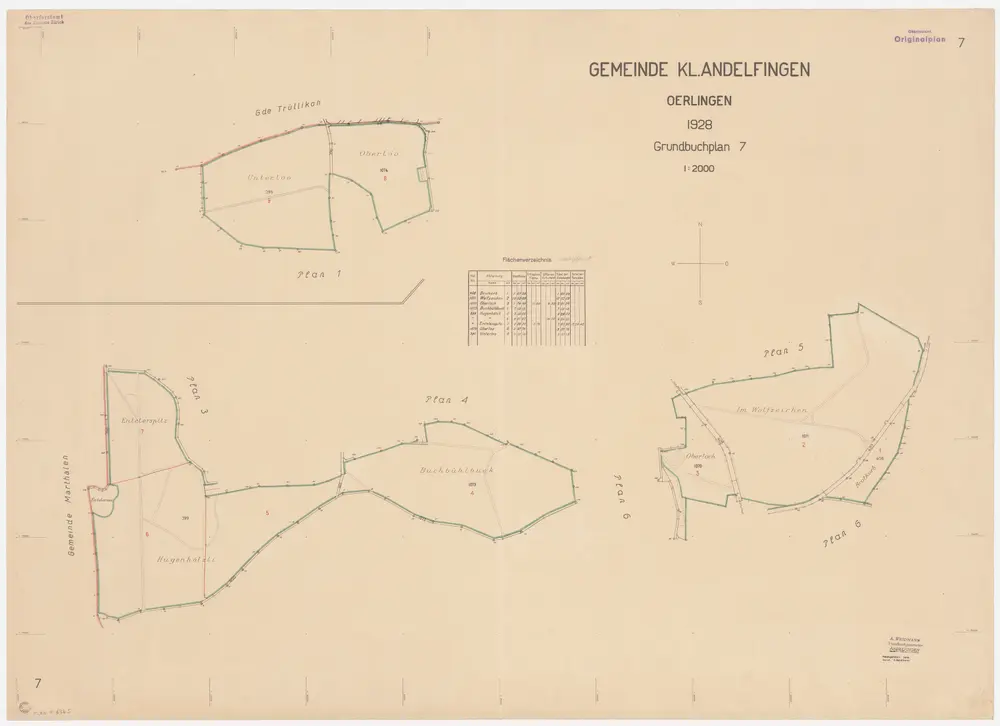 Kleinandelfingen: Gemeindewaldung Oerlingen: Brotchorb (Brotkorb), Wolfzeichen, Oberloch, Buechbüebuck (Buchbühlbuck), Hugenhölzli, Entelerspitz, Unterloo, Oberloo; Grundrisse