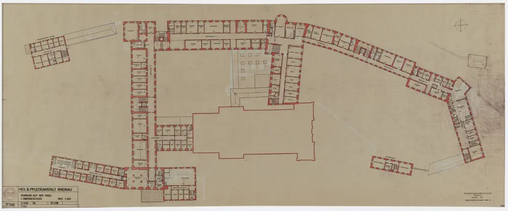 Heil- und Pflegeanstalt Alt-Rheinau: Gebäude auf der Insel; Grundrisse: 1. Stock