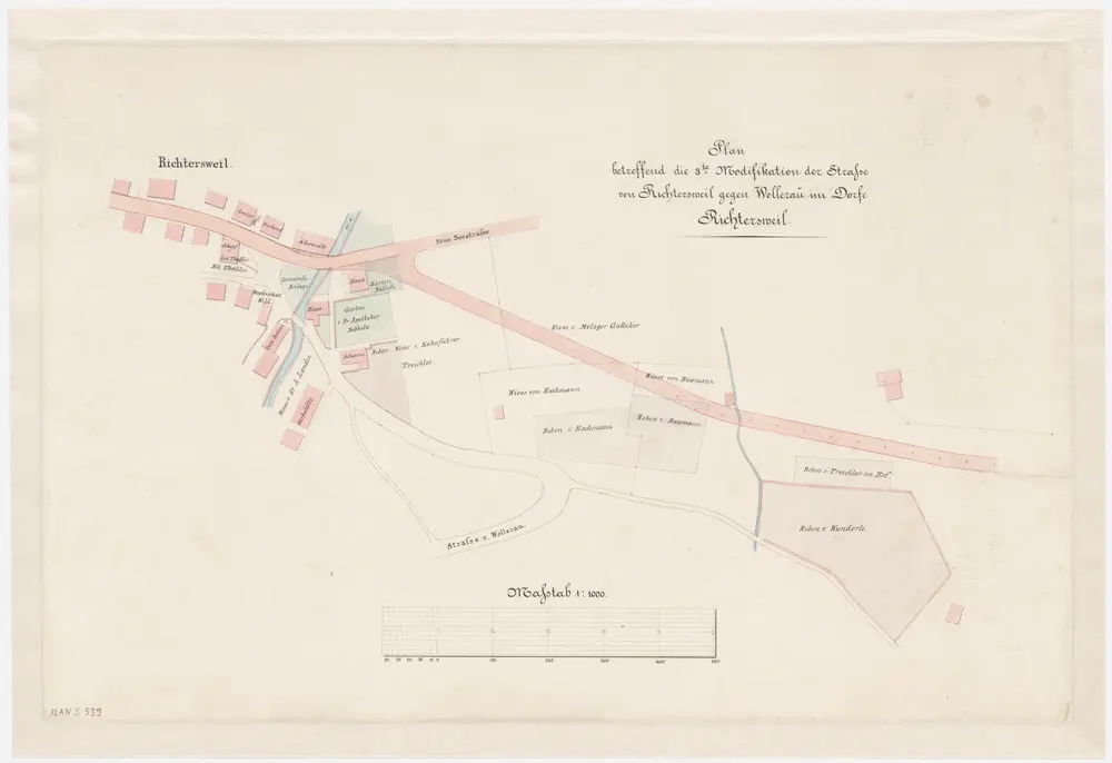 Richterswil: Projektierte Strasse von der neuen Seestrasse bis zur alten Wollerauerstrasse; Situationsplan