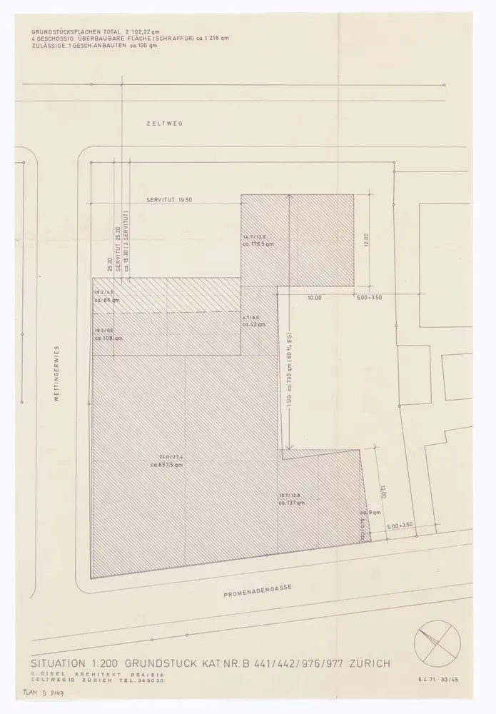 Staatsarchiv des Kantons Zürich, projektierter Neubau zwischen Zeltweg, Wettingerwies und Promenadengasse: Situationspläne: Situationsplan