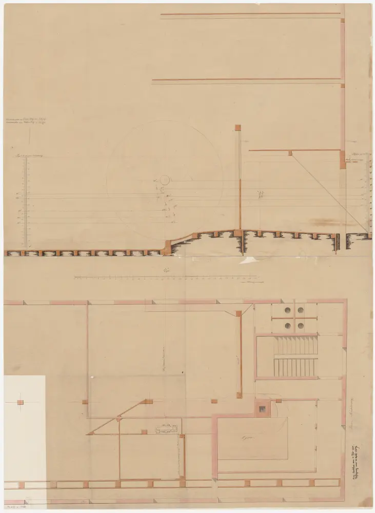 Zürich: Oberer Mühlesteg; Grundriss, Längsschnitt und Details (Zürichsee-Abfluss Nr. 42)