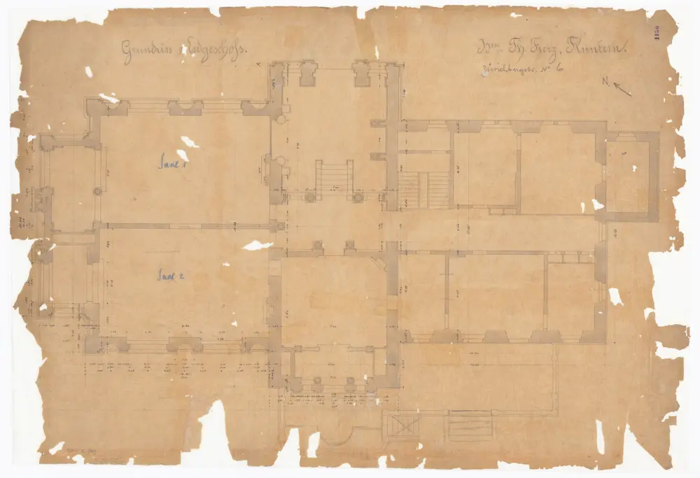 Wohnhaus Zum Freudenberg von Theodor Fierz, Zürichbergstrasse 6: Erdgeschoss; Grundriss