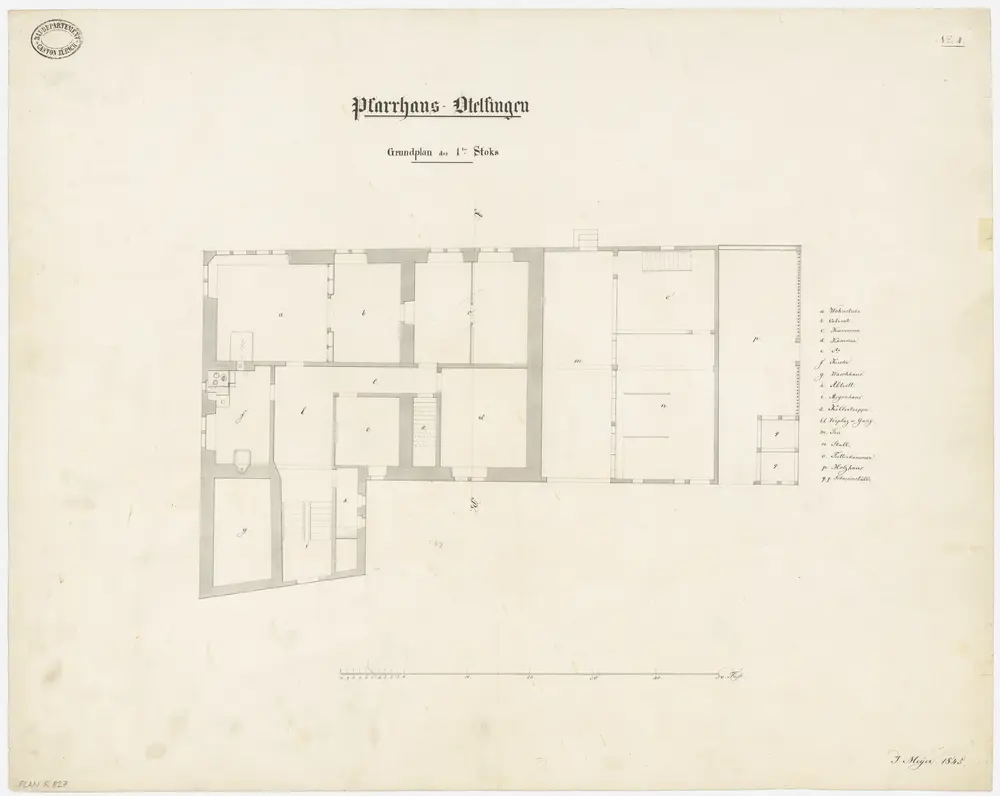 Otelfingen: Pfarrhaus, 1. Stock; Grundriss (Nr. 4)