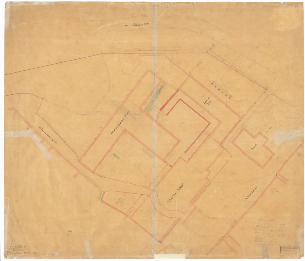 Obmannamtsgasse, Hirschengraben, Untere Zäune: Kanalisation; Situationsplan