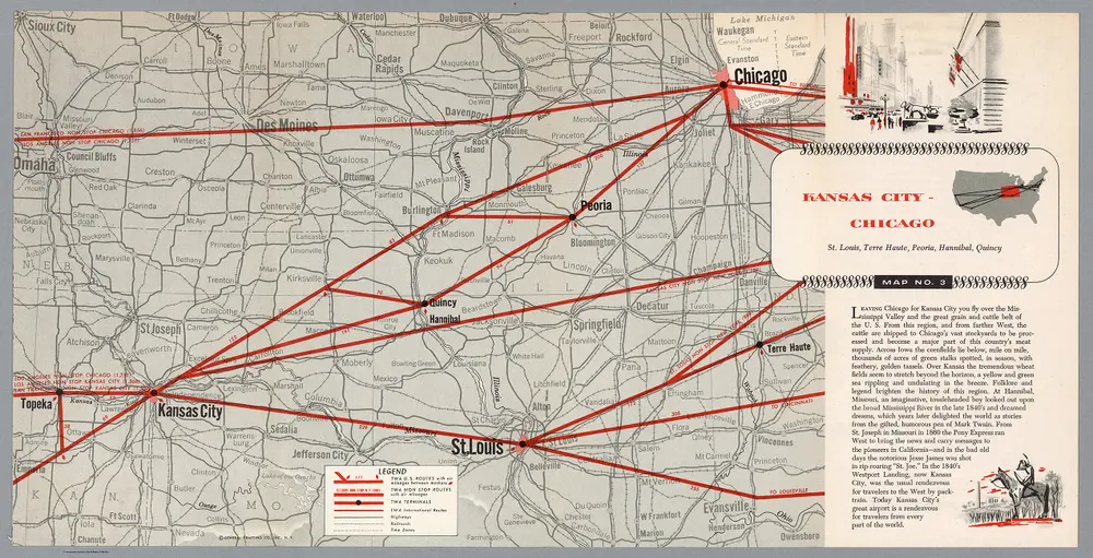 Map no. 3 : Kansas City - Chicago, St. Louis, Terre Haute, Peoria, Hannibal, Quincy.