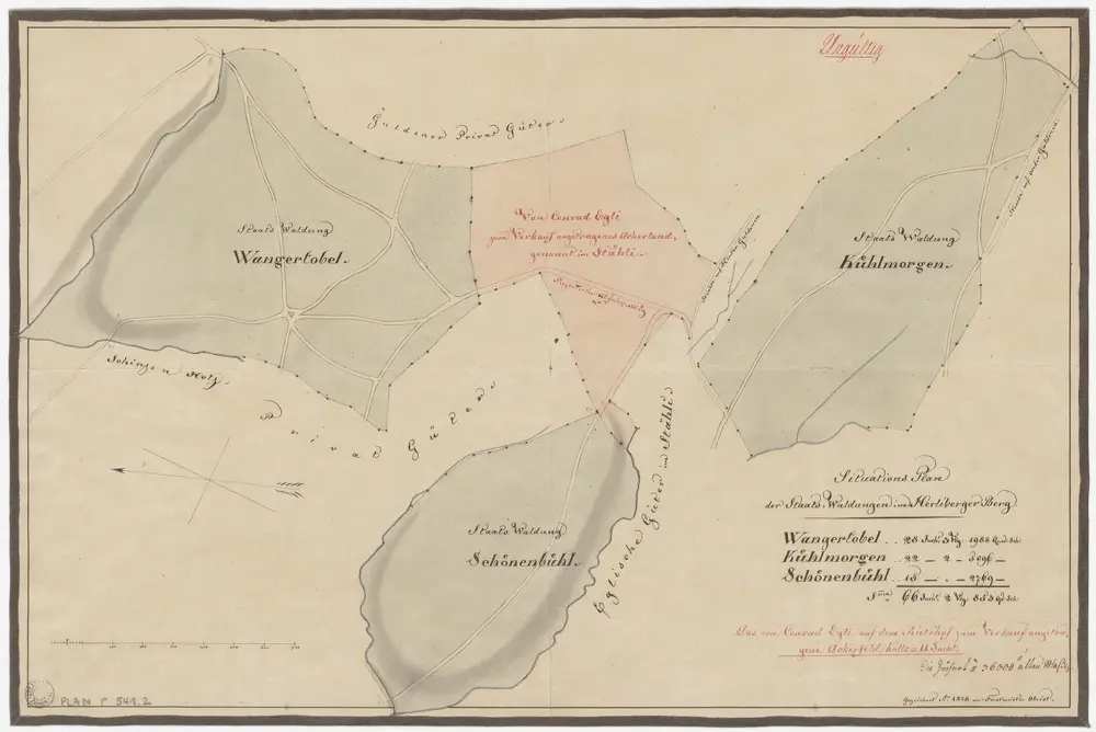 Maur, Herrliberg, Küsnacht, Egg: Staatswaldungen: Maur, Herrliberg, Küsnacht: Chüelenmorgen (Kühlmorgen), Schönbüel (Schönenbühl), Wangnertobel (Wangertobel); Grundrisse