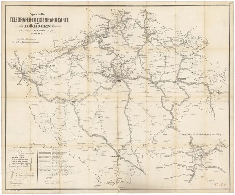 Specielle Telegrafen- und Eisenbahnkarte von Böhmen