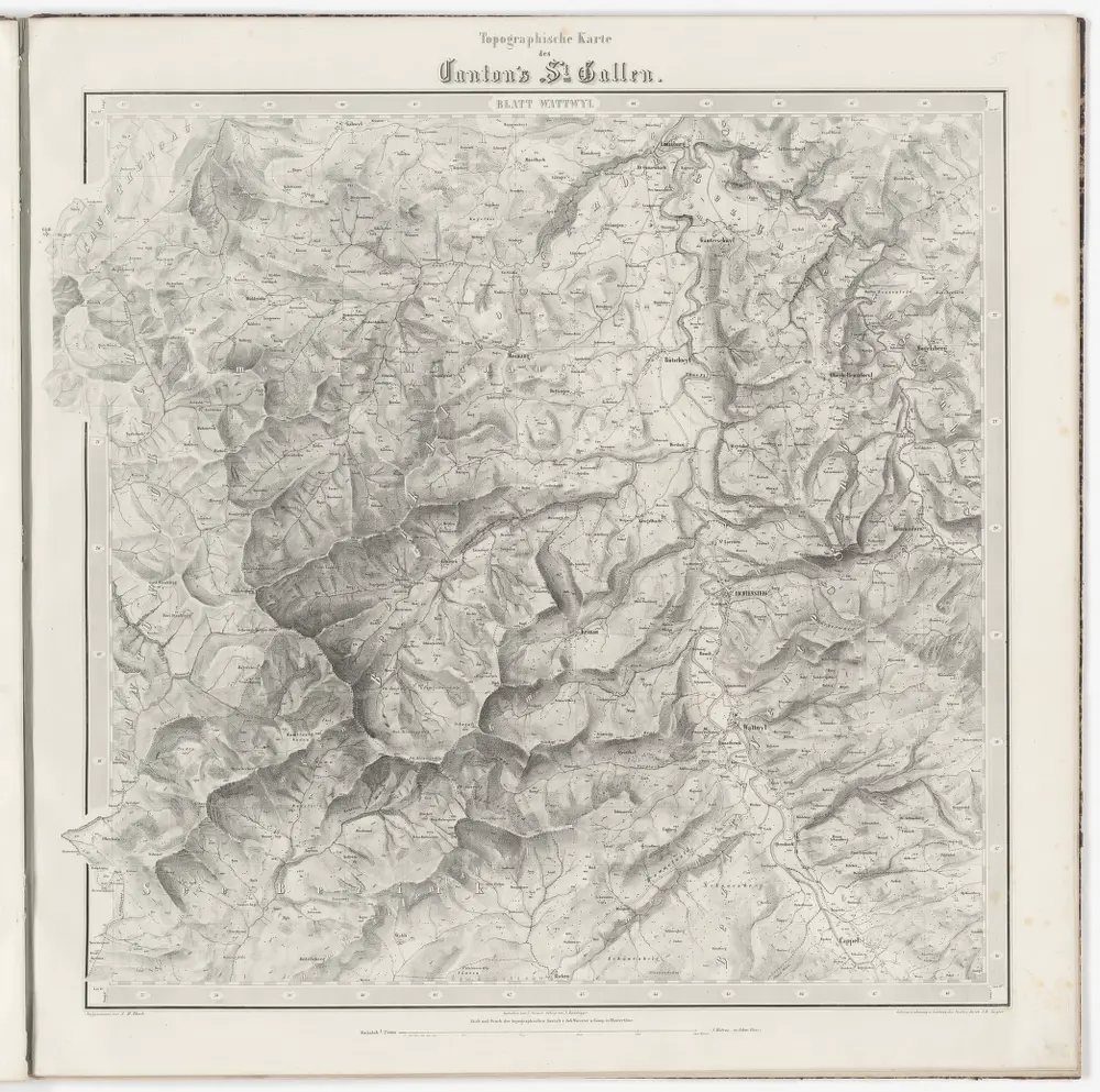 Topographische Karte des Kantons St. Gallen mit Einschluss des Kantons Appenzell (Eschmann-Karte): Blatt Wattwil