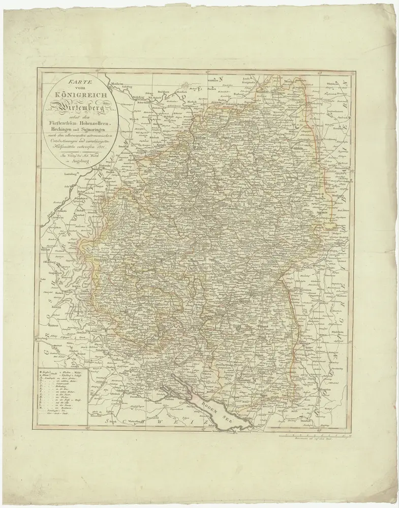 Karte vom Königreich Wirtemberg nebst dem Fürstenthum Hohenzollern-Sigmaringen und Sigmaringen