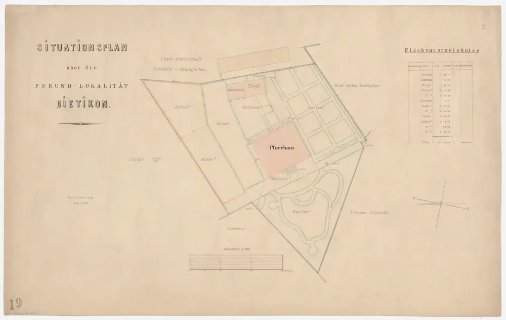 Dietikon: Pfrundlokalität mit Pfarrhaus und Umgebung; Grundriss