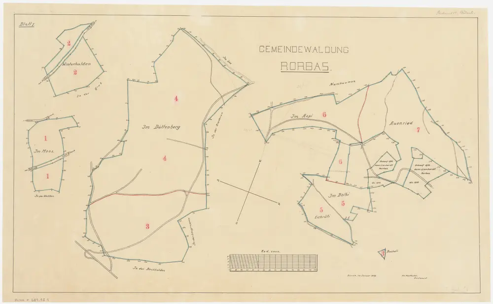 Rorbas, Bülach; Gemeindewaldung Rorbas: Grundrisse (Blatt I)