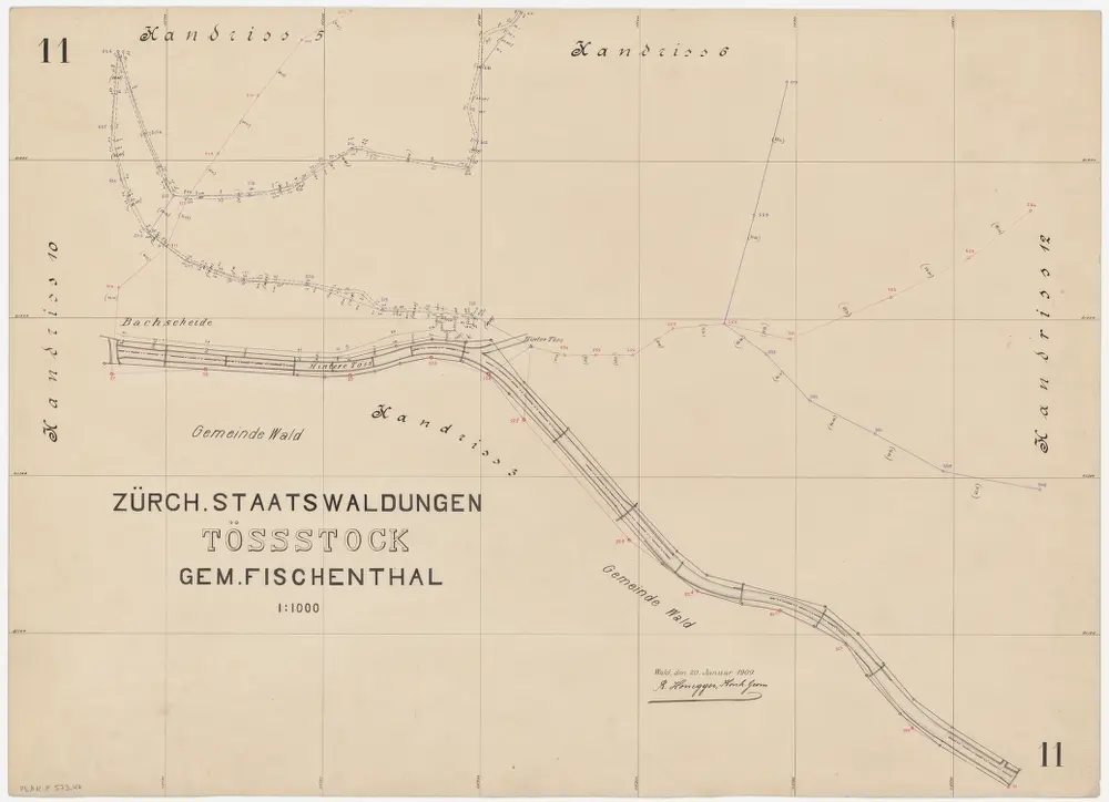 Wald, Fischenthal, Goldingen SG: Waldungen: Fischenthal: Staatswaldung Tössstock; Grundriss 11