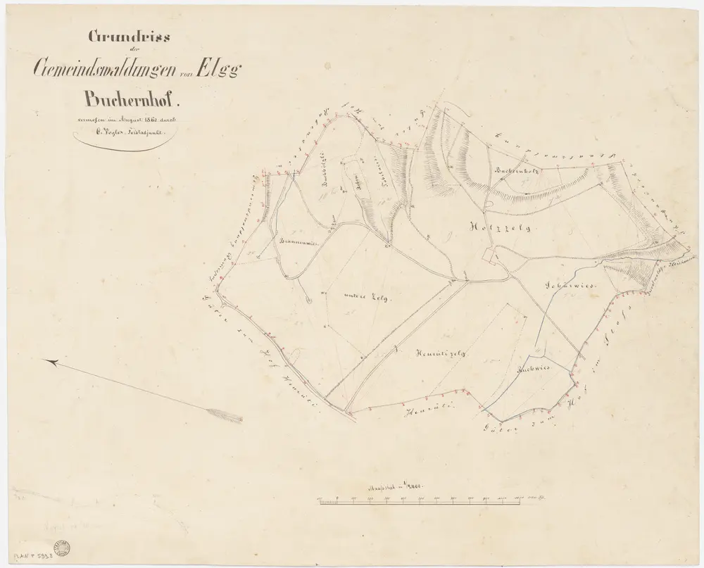 Elgg: Gemeindewaldung: Buechernhof; Grundriss