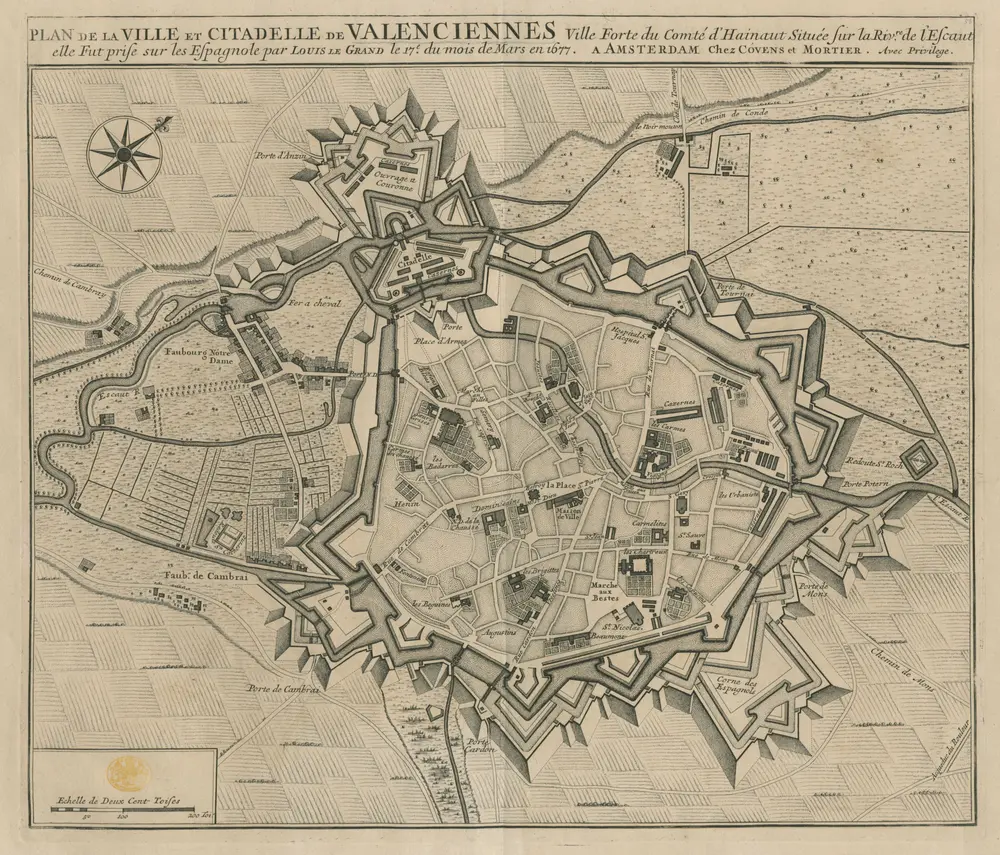 PLAN DE LA VILLE ET CITADELLE DE VALENCIENNES