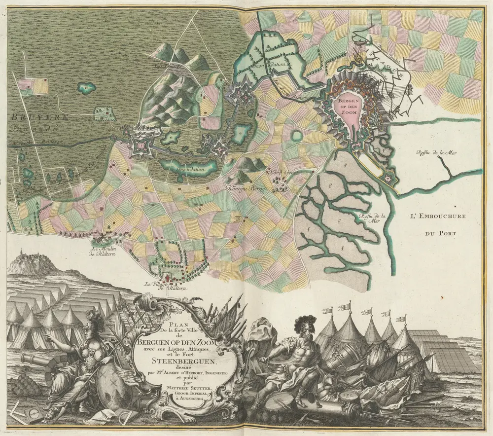 Plan De la forte Ville de Berguen Op Den Zoom avec ses Lignes, Attaques, et le Fort Steenberguen [...] [Karte], in: [Atlas factice], S. 144.