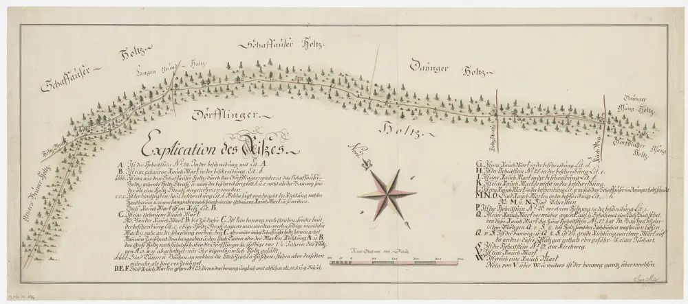 Grenze zwischen den Waldungen von Schaffhausen, Thayngen und Dörflingen; Grundriss