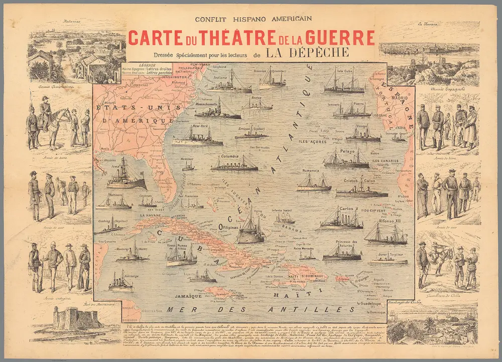 Conflit Hispano Americain : Carte du Theatre de la Guerre