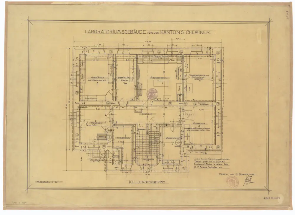 Laboratorium des Kantonschemikers: Keller; Grundriss (Nr. 118)