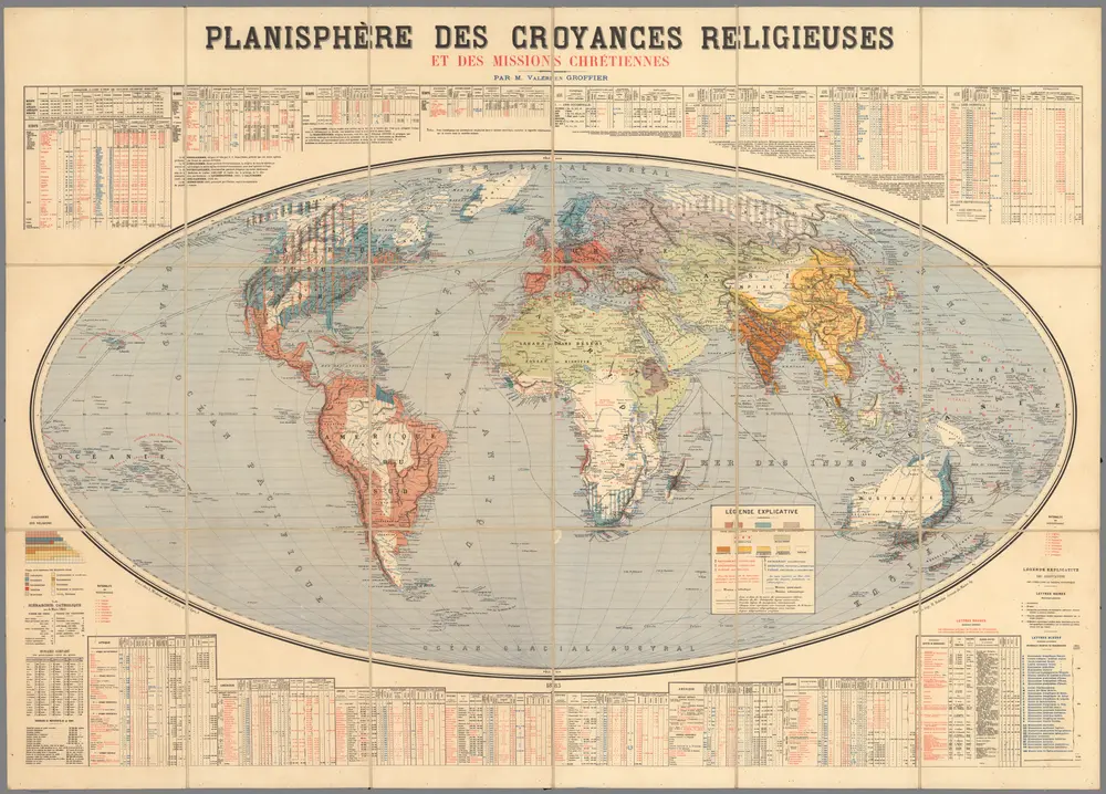 Planisphere des Croynces Religieuses et des Missions Chretiennes.