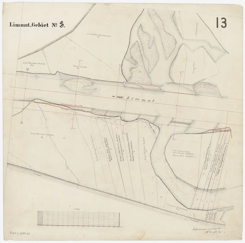 Schlieren bis Würenlos AG: Limmat von oberhalb der Grenze zwischen Schlieren und Dietikon bis zur linksufrigen Grenze zwischen den Kantonen Zürich und Aargau: Blatt 13: Dietikon; Situationsplan (Limmat-Gebiet Nr. 3)