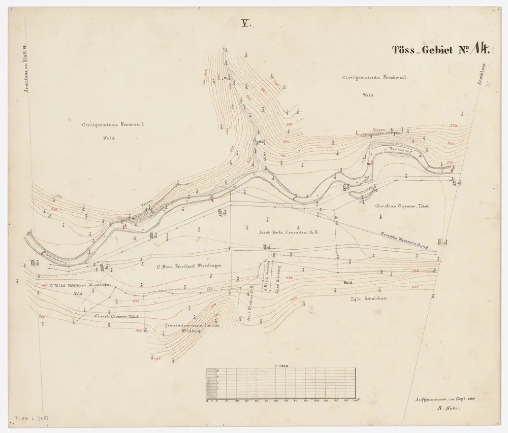 Wildberg, Weisslingen: Tobelbach; Situationsplan (Töss-Gebiet Nr. 14 e bzw. Blatt V)