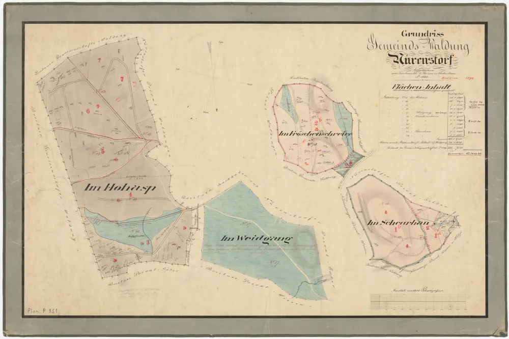 Nürensdorf: Zivilgemeindewaldung Nürensdorf mit Honasp (Hohasp), Weidgang, Fröschenschreier, Schürhau (Scheurhau); Grundrisse