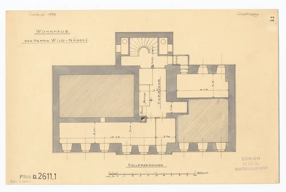 Haus Lindenegg, Untere Zäune 2, Wohnhaus von Herrn Wild-Nägeli: Kellergeschoss; Grundriss
