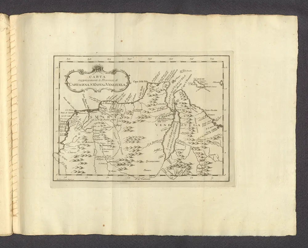 Carta rappresentante le Provincie di Cartagena S. Marta e Venezuela.