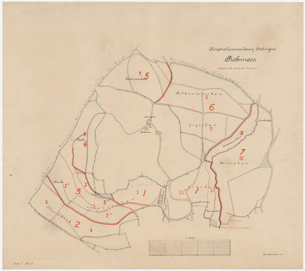 Hedingen: Gemeinde- und Genossenschaftswaldungen: Genossenschaftswaldungen Fromoos (Frohmoos); Grundriss