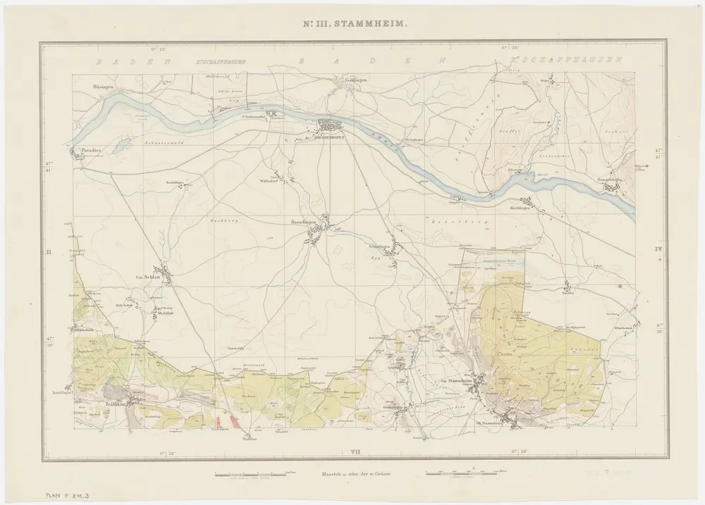 Kanton Zürich: Waldungen, Rebberge und Rodungen um die Mitte des 17. Jahrhunderts: Blatt III: Stammheim