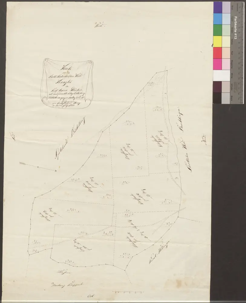 HZAN GA 100_Nr. 1074_ : Gleichen"Karte von dem Fürstl. Bartenstein'schen Wald Kanzlei im Forst-Reviere Gleichen, mit darauf bemerkter Schlag-Einteilung...", Grundriss