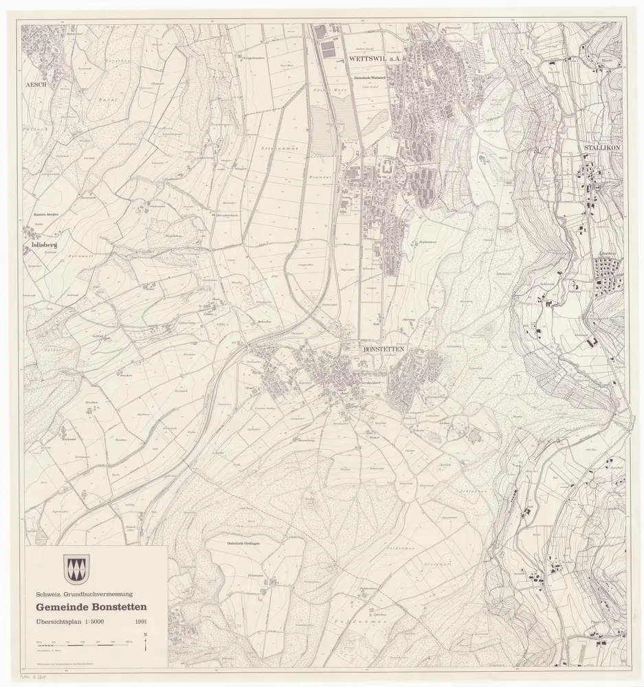 Bonstetten: Gemeinde; Übersichtsplan (Schweizerische Grundbuchvermessung)